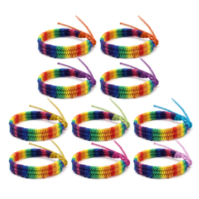Bộ 10 Vòng Dây Bện Tình Bạn Màu Cầu Vồng