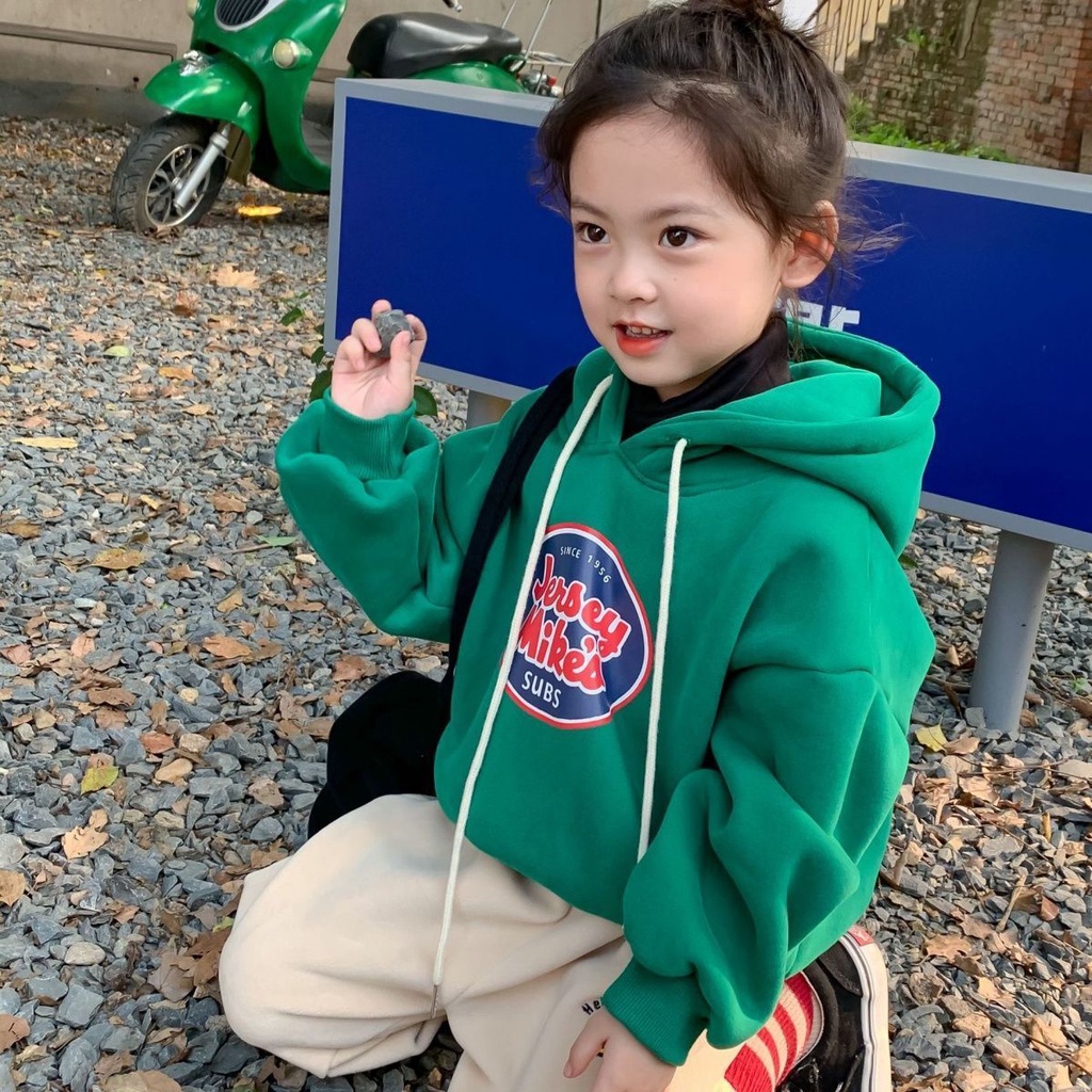 Áo khoác lông cừu dày có mũ trùm đầu mùa đông phong cách Hàn Quốc mới cho bé gái 2021