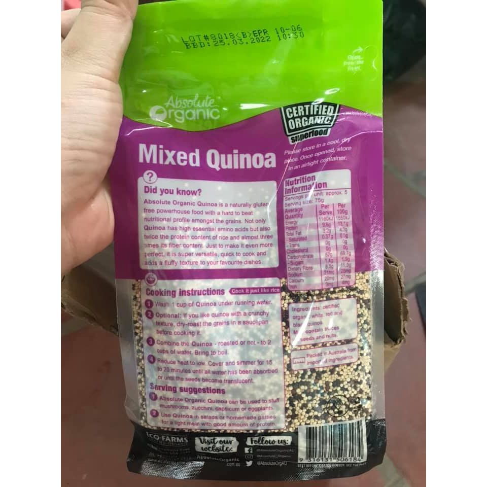 Hạt Diêm Mạch Hữu Cơ Úc Mix 3 Màu (Quinoa Mix Túi 400gram)