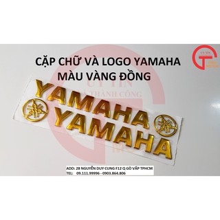 BỘ CHỮ VÀ LOGO YAMAHA MÀU VÀNG BẰNG NHỰA DẺO DÁN XE BẰNG DECAL , CHỐNG NƯỚC