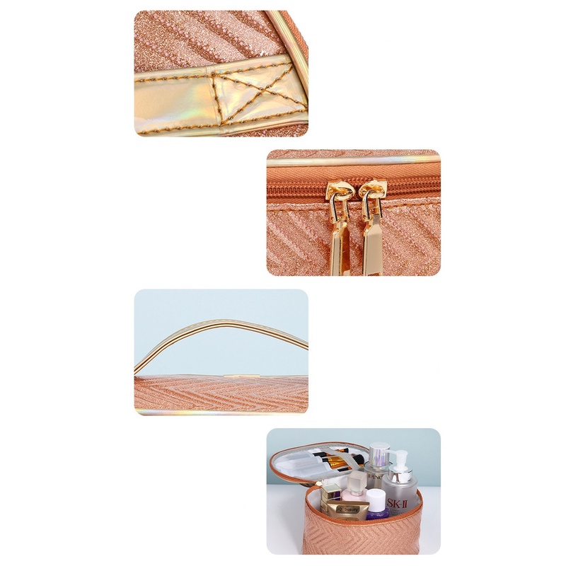 Túi Đựng Mỹ Phẩm Chống Thấm Nước Đính Ngọc Trai Thời Trang Âu Mỹ