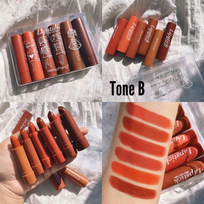 Set Son 6 Cây Silky Vivid Color Heng Fang -Hàng Nội địa Trung | BigBuy360 - bigbuy360.vn