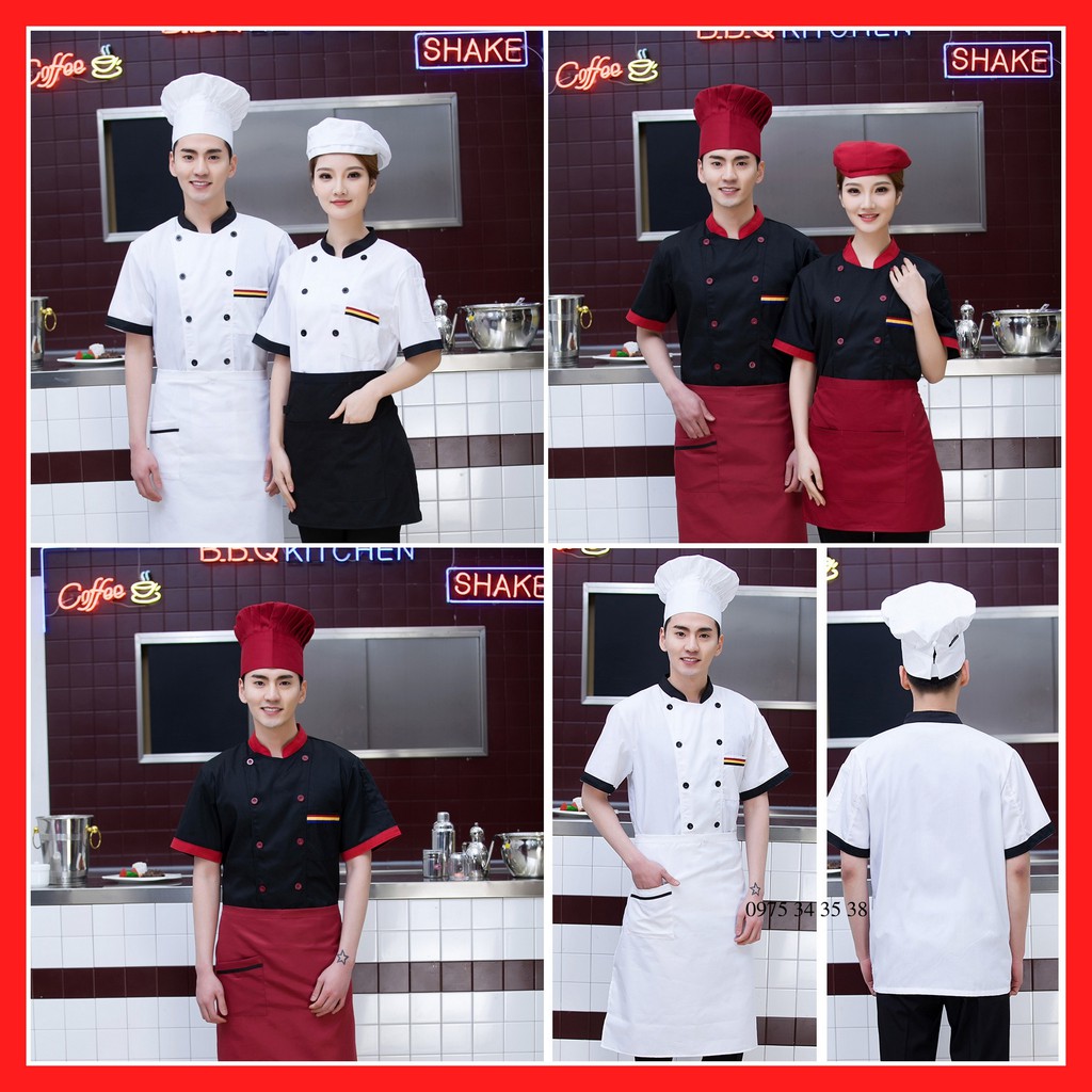 Áo bếp ngắn tay mỏng mát cho mùa hè