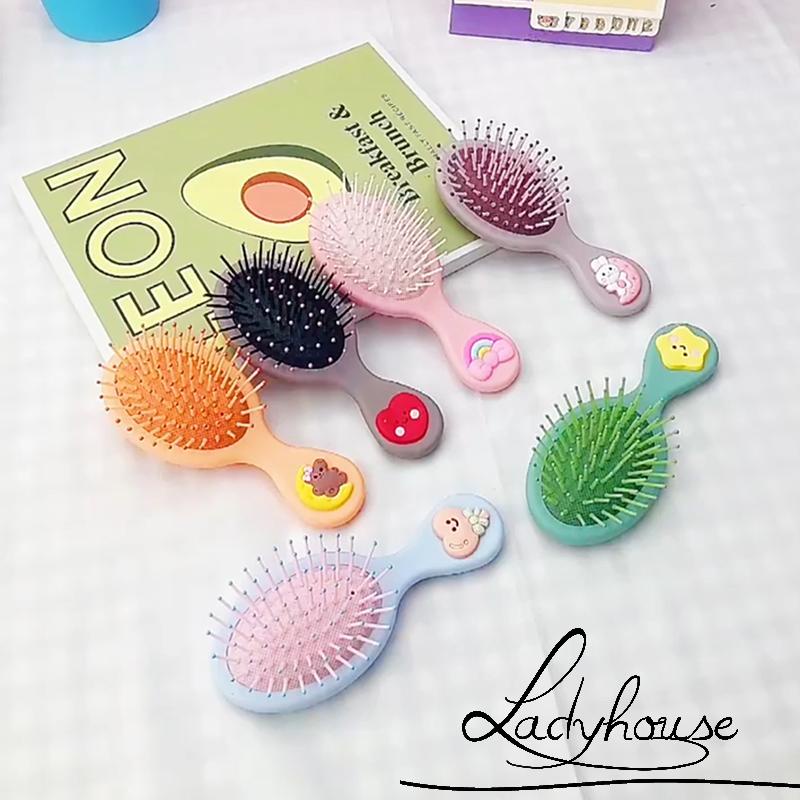 [Hàng mới về] Lược chải tóc túi khí mini bằng nhựa màu cầu vồng hình hoạt hình dễ thương cho nữ