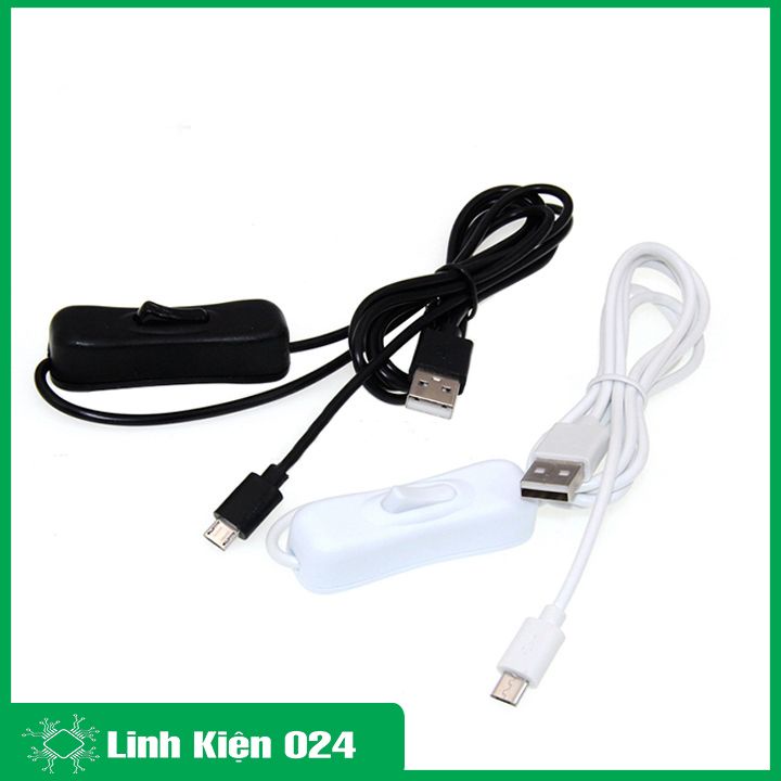 Dây cáp nguồn đèn tích điện có công tắc USB 5VDC chân micro dây dài 1.5 mét, màu giao ngẫu nhiên