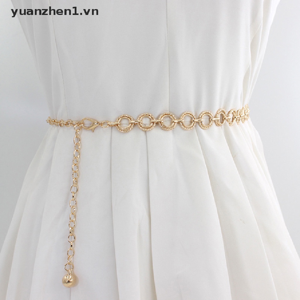 Thắt Lưng Dây Xích Kim Loại Mảnh Có Thể Điều Chỉnh Thời Trang Cho Nữ