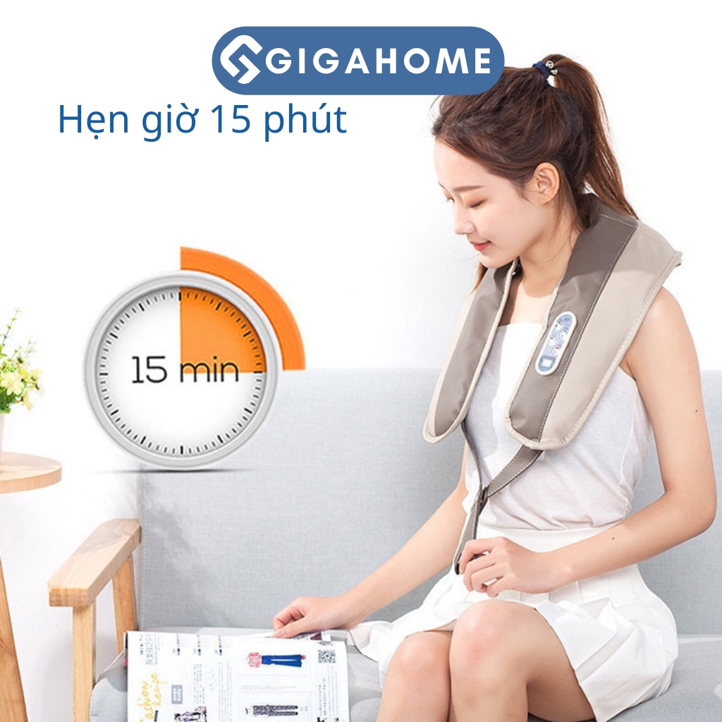Đai Massage Đám Lưng/Vai/Cổ/ Gáy Toàn Thân GIGAHOME Chườm Nhiệt Cao Cấp 2179