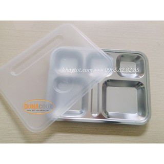 KHAY CƠM INOX 5 NGĂN SÀI GÒN CÓ NẮP