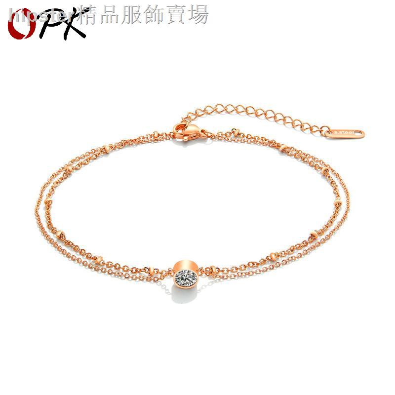 Lắc Chân Thép Titan Mạ Vàng Hồng Đính Đá Kim Cương Giả | BigBuy360 - bigbuy360.vn