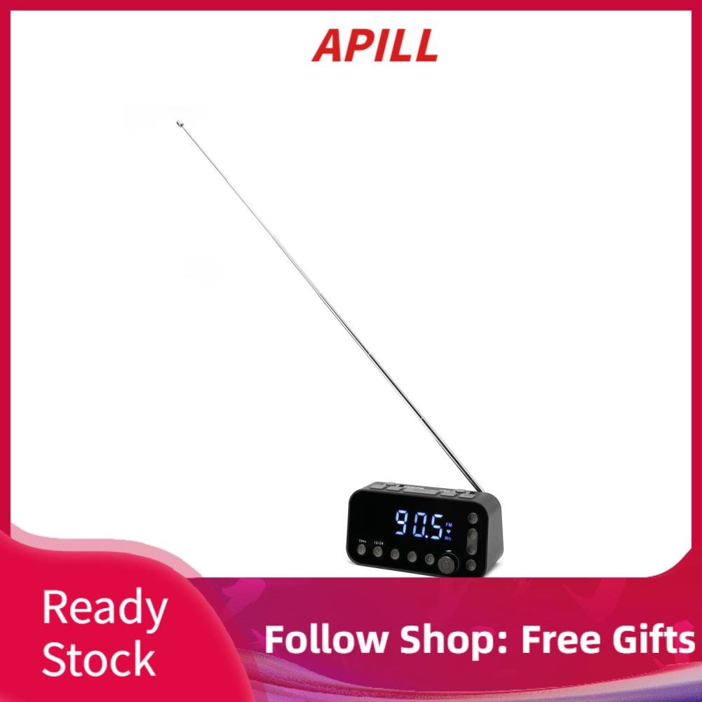 Radio FM kiêm đồng hồ APILL DAB A1 2 cổng USB màn hình LCD điều chỉnh đèn nền âm lượng báo thức có cổng sạc