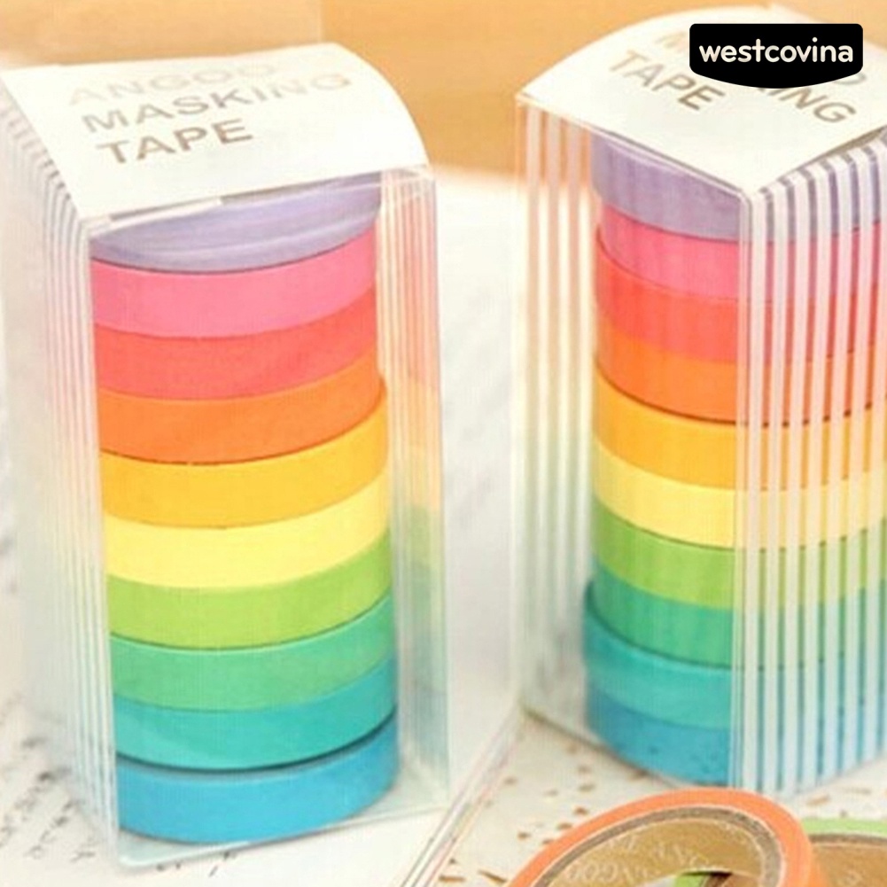 [Hot]✍Bộ 10 Cuộn Băng Dính Washi Trang Trí Sổ Lưu Niệm