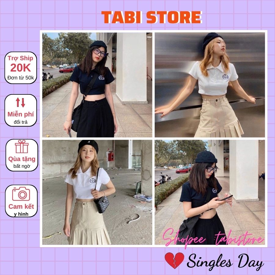 Áo croptop polo dưới 52kg tabistore - HOJI