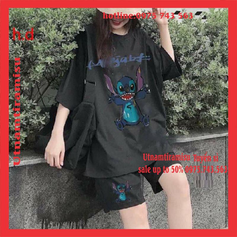 [Sẵn] Set Bộ quần áo thể thao nam nữ Stich♥️ Bộ hè ngắn tay loại 1❤ Áo thun + Quần short gió mùa hè phong cách Hàn Quốc