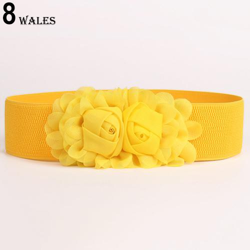 Thắt lưng co giãn bản to họa tiết hoa thời trang cho nữ