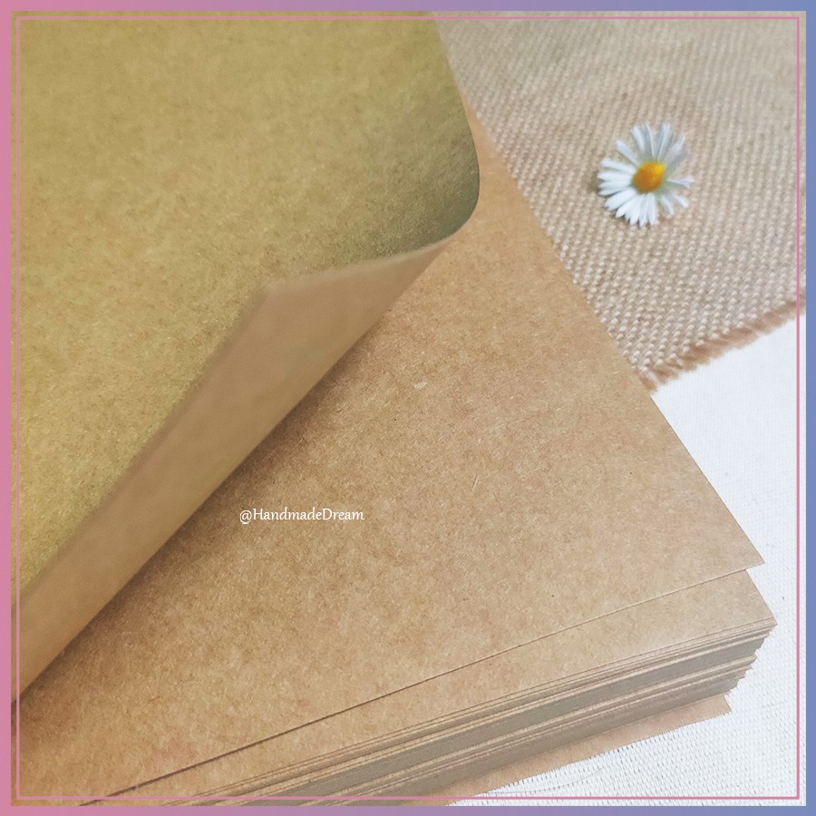 Giấy Kraft A4 định lượng 350gsm làm thiệp - Scrapbook chuẩn tone Vintage - Giấy 2 mặt