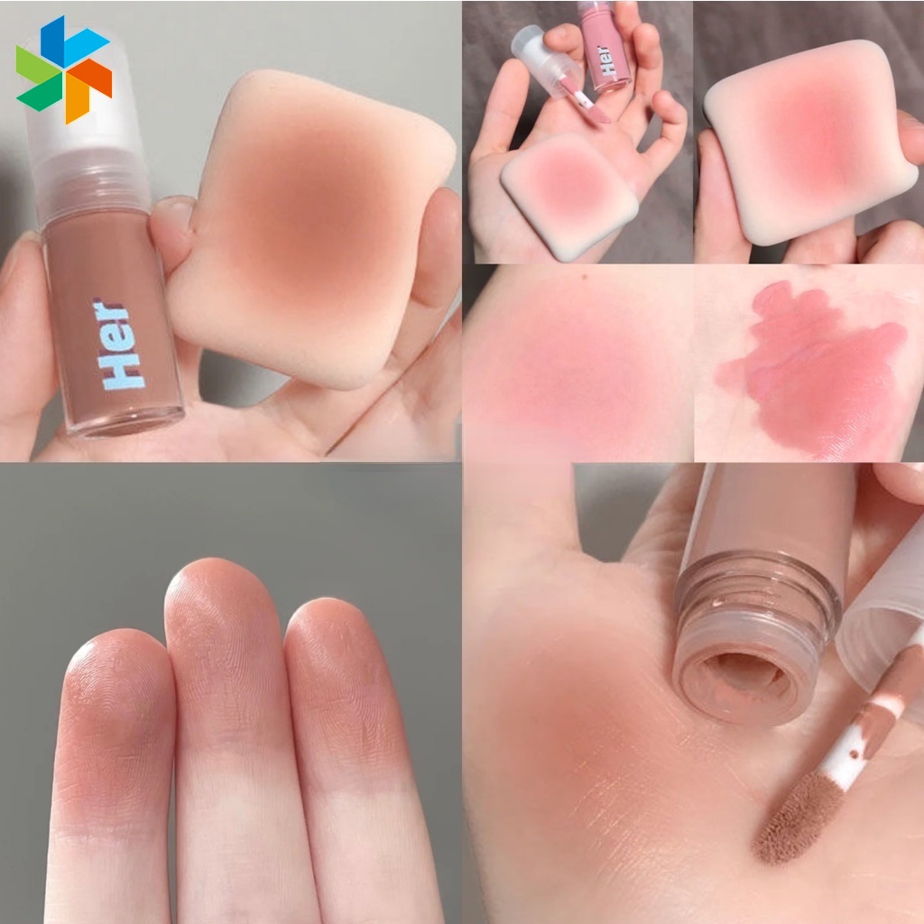 [Hàng mới về] Phấn má hồng đơn sắc dạng lỏng màu đỏ cam trang điểm tiệp da tiện lợi