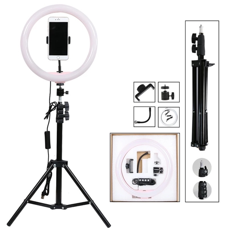 Đèn Livestream 26 30 36 45 54 cm đi kèm Chân đỡ đèn bằng sắt dài 2m1 nhập khẩu mới 100% xuất VAT công ty