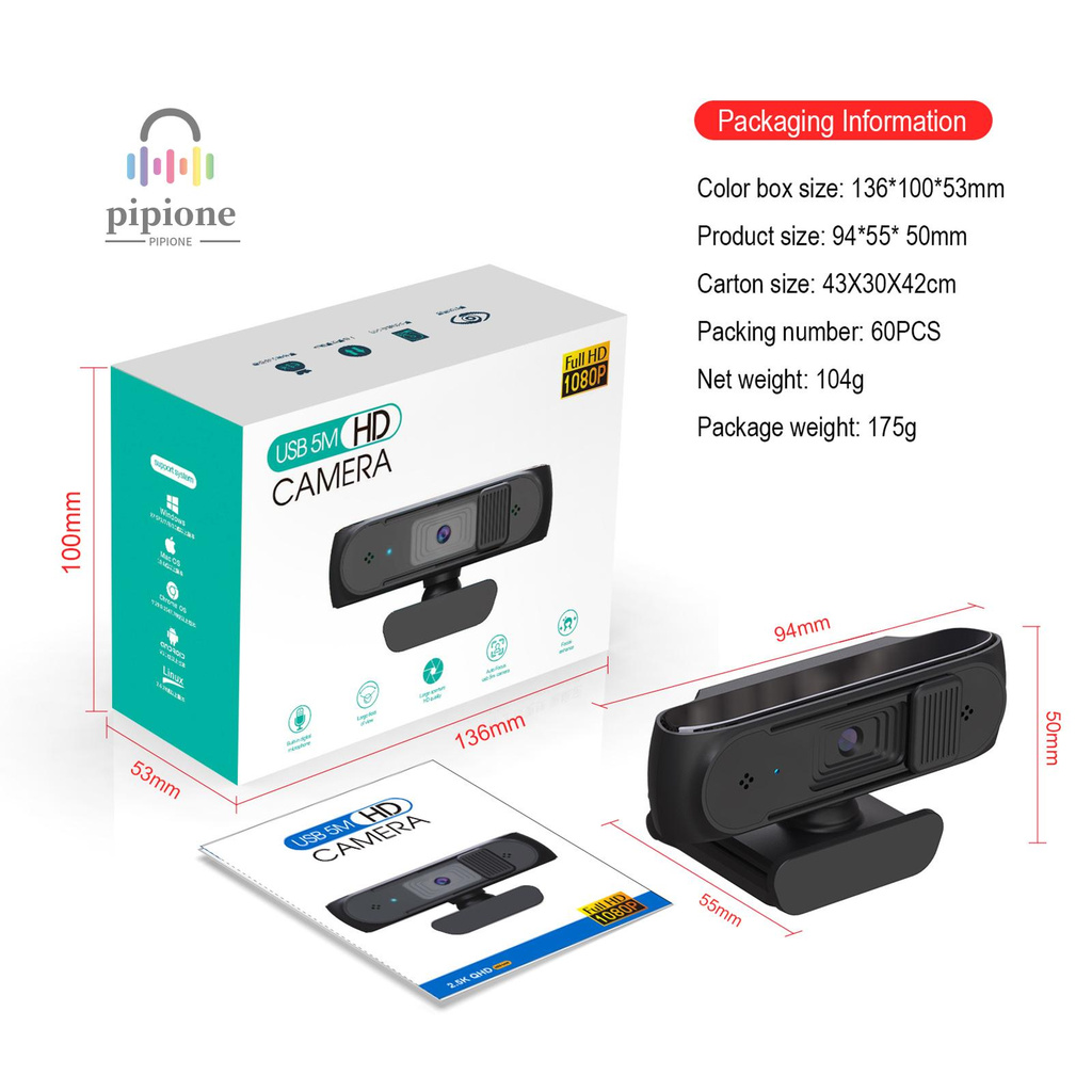 Webcam Xhxsj S2 Usb 2.5k Fhd Pc 5mp Kèm Mic | BigBuy360 - bigbuy360.vn