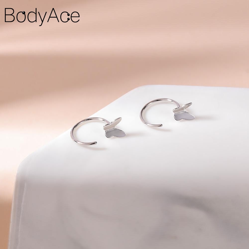 1 Đôi Bông Tai Bạc 925 Dạng Móc Hình Chữ C / Hoa / Bướm / Trái Tim Thời Trang