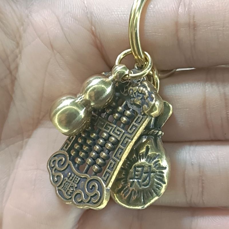 Móc khóa đồng thau bộ Bầu Phúc may mắn bền đẹp