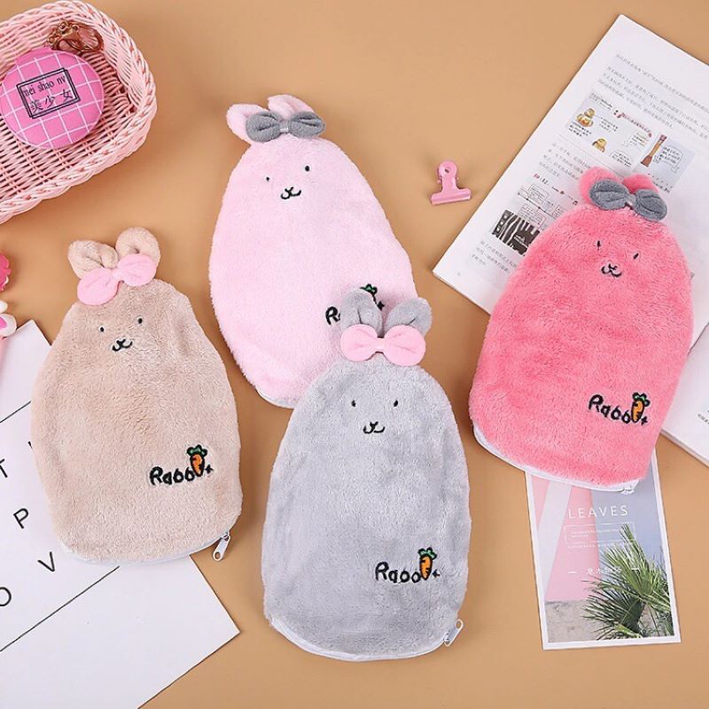 Túi chườm nóng lạnh đa năng, chườm bụng, sưởi ấm tay chân hình thỏ dễ thương nhiều màu sắc dung tích 350ml