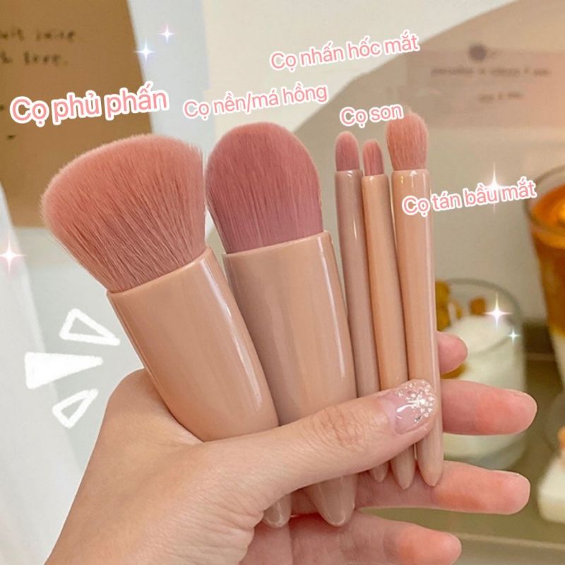 ( Hot tiktok) Bộ cọ trang điểm cá nhân chuyên nghiệp 5 món bỏ túi
