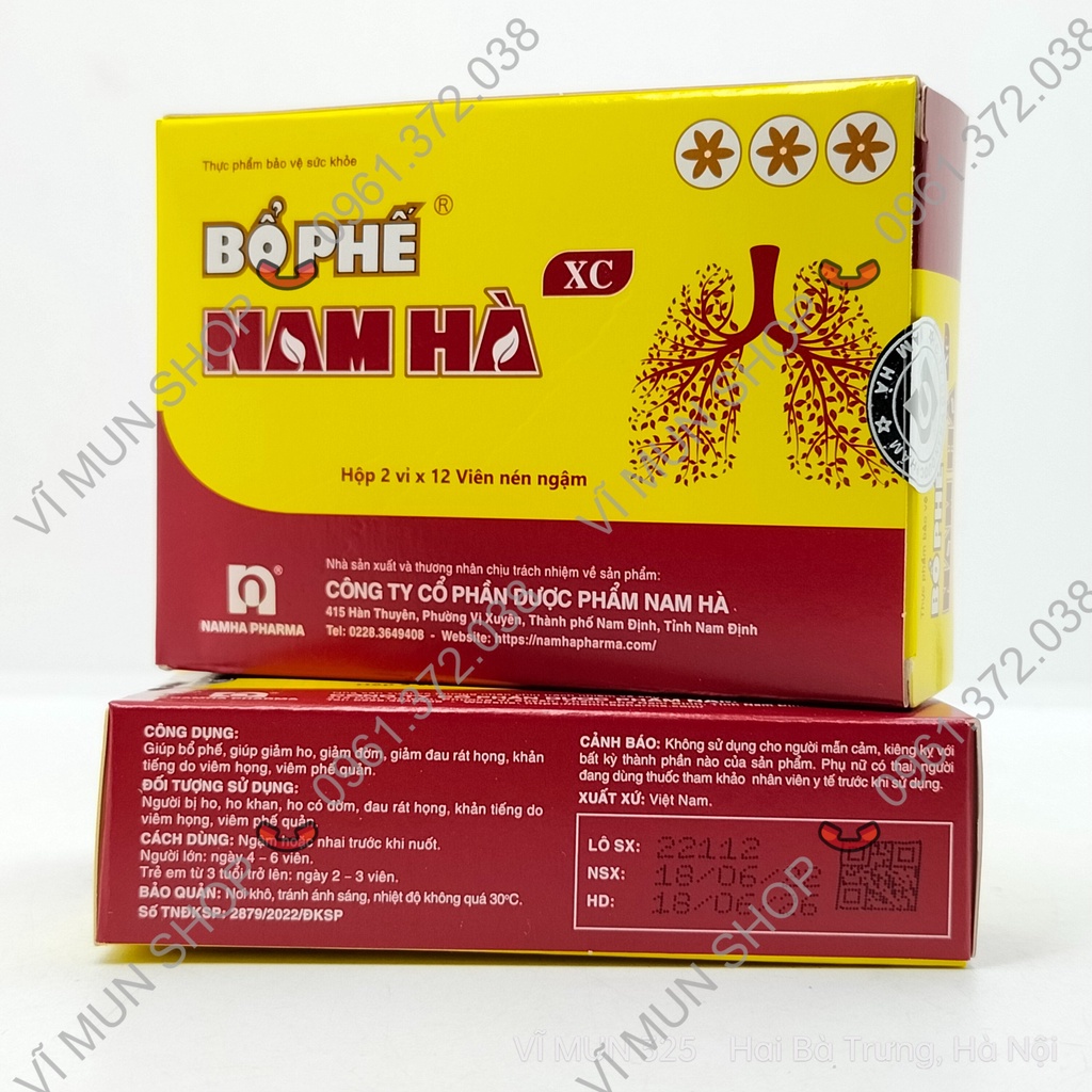 Tpbvsk Bổ Phế Nam Hà XC - giúp bổ phế, giảm ho, giảm đờm, giảm đau rát họng