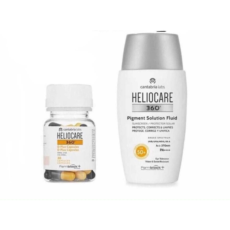 Set Chống Nắng Heliocare - Helio Care Viên Uống Chống Nắng + Kem Chống Nắng Pigment Solution Fluid 50ml