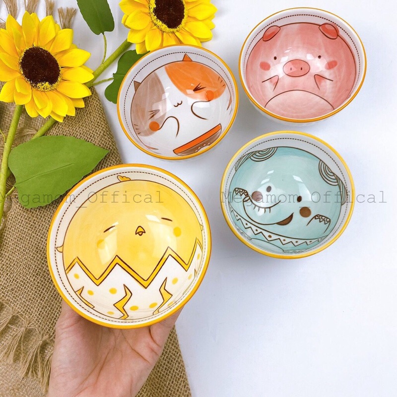 Bát gốm sứ an dặm hình thú an toàn cho bé