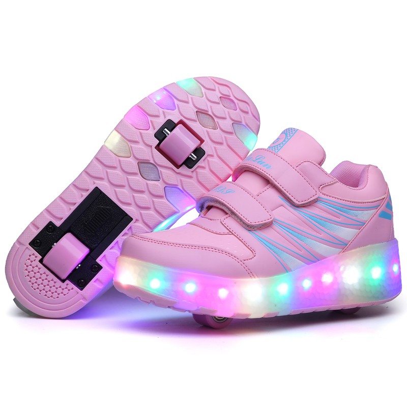 Giày trượt patin YOZOH 2 bánh xe có đèn led size 35-43