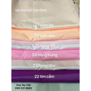 VẢI PHI MỜ THƯỜNG 40K/M, KHỔ 1.5M ( INBOX CHỌN MÀU)
