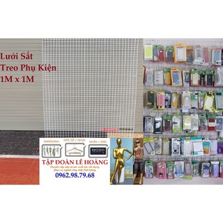 Giá treo 2 lưới sắt trắng 1mx1m và 20 tay cài lưới