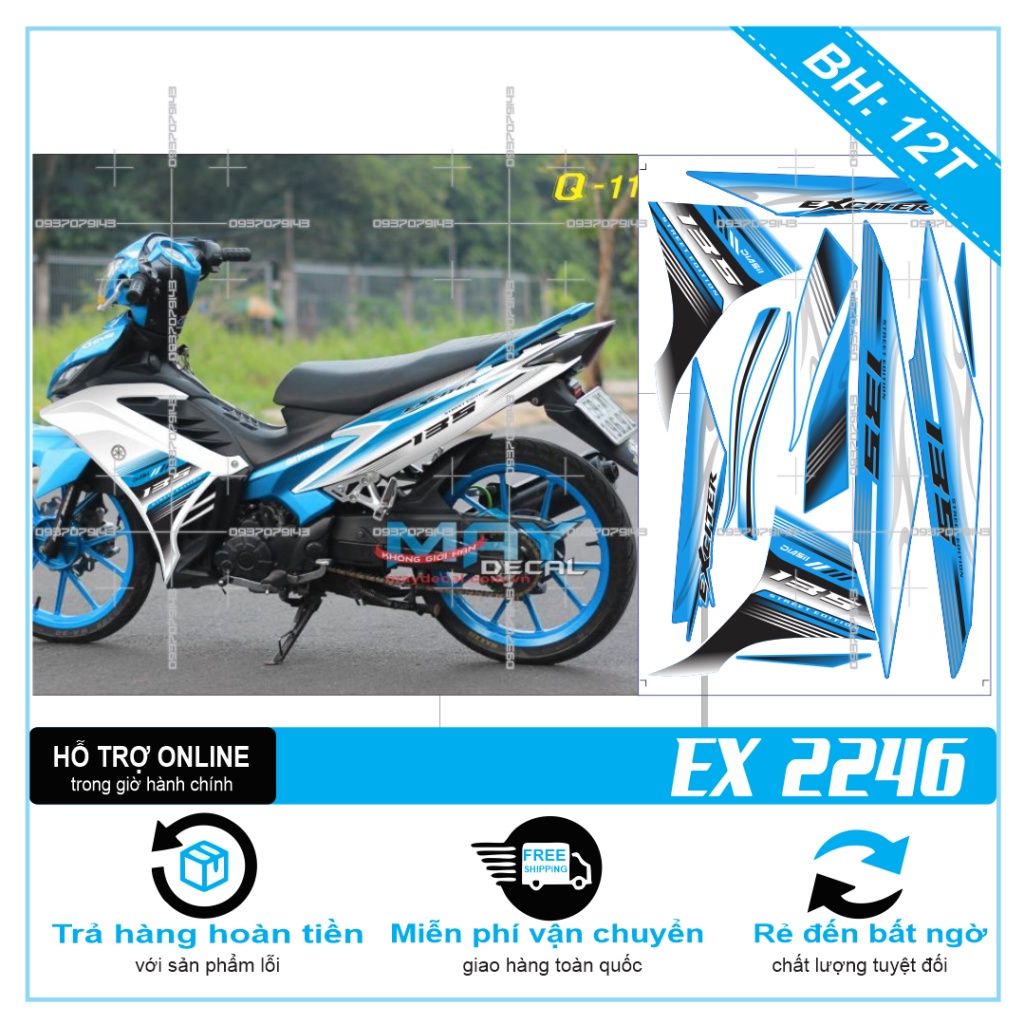 TEM RỜI EX 150 TRẮNG XANH 2246 -- SHIN DECAL 2