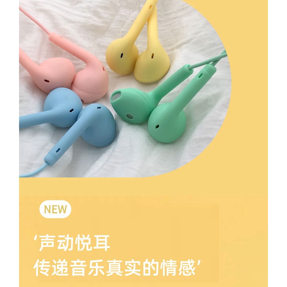 Tai nghe U19 HiFi có dây dài 1.2m màu macaron với âm thanh siêu trầm đa năng cho Android iOS