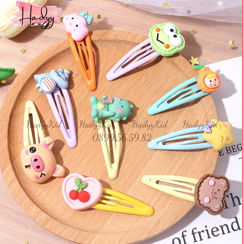 Kẹp tóc xinh cho bé gái đính hình ngộ nghĩnh cặp tóc bấm hình giọt nước set 10 chiếc sắc màu HadyyKids -CT44