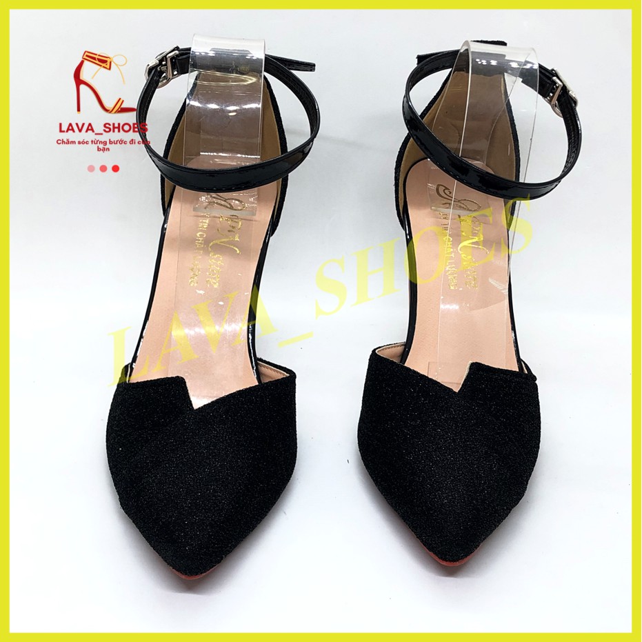[ẢNH THẬT] Giày cao gót 8 phân bít mũi kim tuyến đen __LZ016