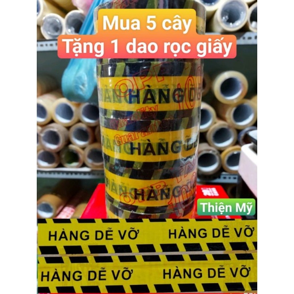 [Xả kho] Băng keo hàng dễ vỡ màu vàng 100y dày(1,2kg/cây 6 cuộn)