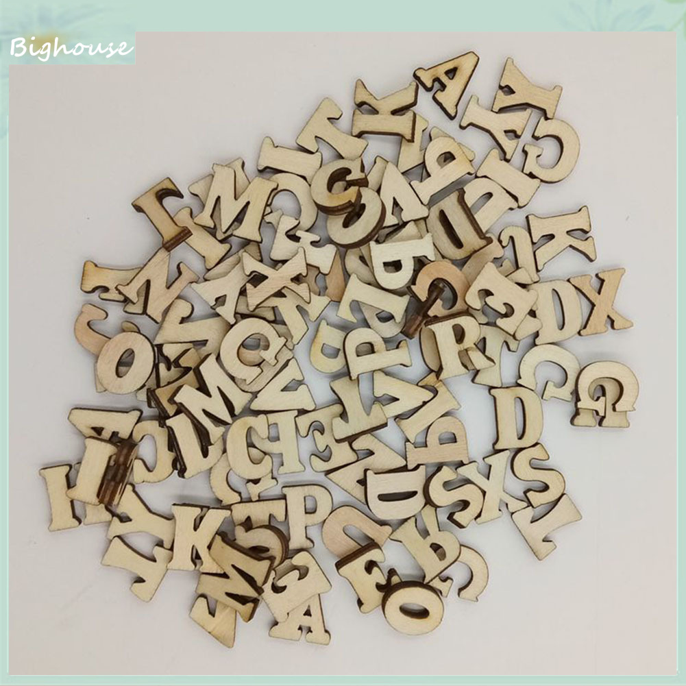 Bộ 100 Nút Gỗ Hình Chữ Cái Và Chữ Số Dùng Để Trang Trí Đồ Thủ Công