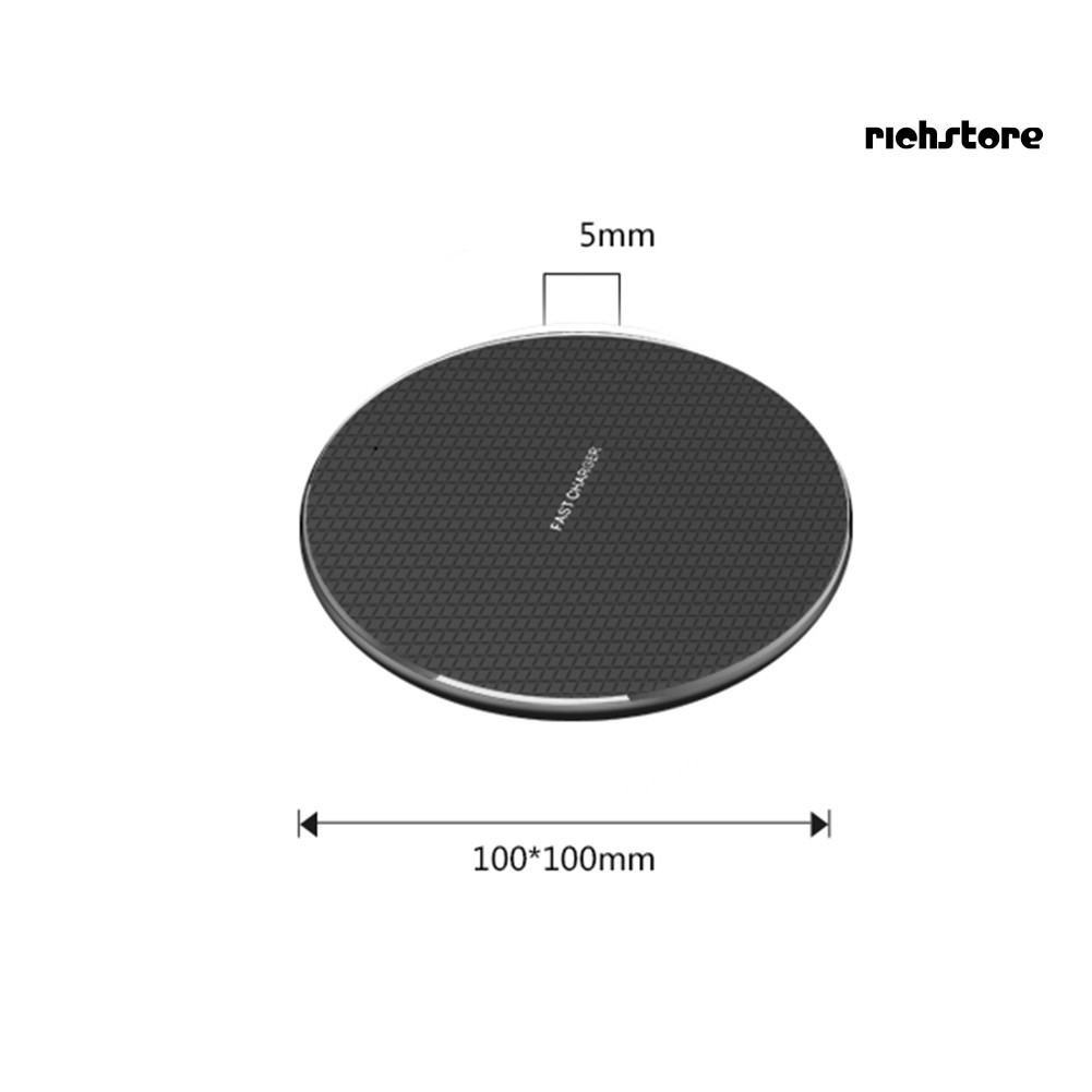 Đế Sạc Nhanh Không Dây Qi 10w Bằng Hợp Kim Nhôm Tròn Cho Điện Thoại