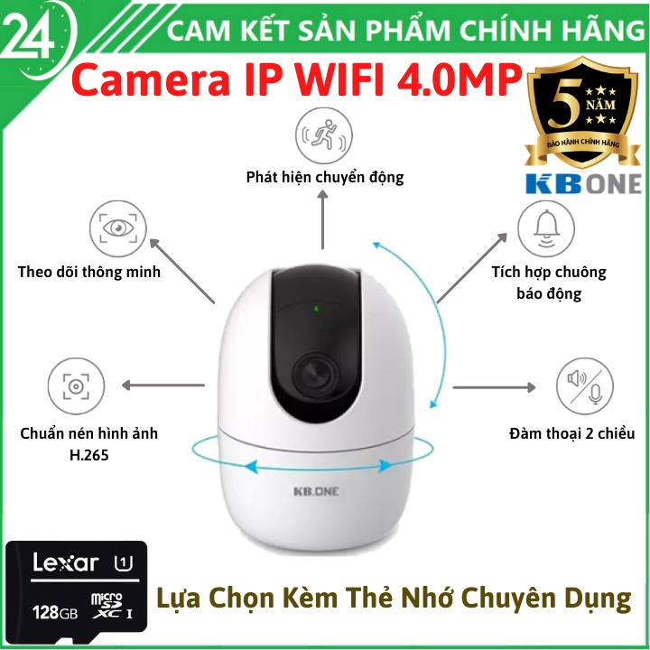 Camera IP Wifi 4.0MP Xoay 360 độ , Cảm Biến Sony NIR , Camera Hỗ Trợ Xem Đêm Hồng Ngoại , Đàm Thoại 2 Chiều