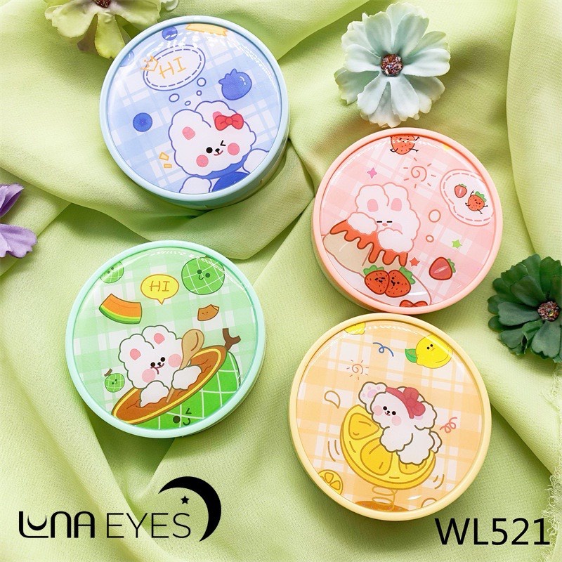 Khay gương Caro hộp tròn cute kèm dụng cụ đeo lens