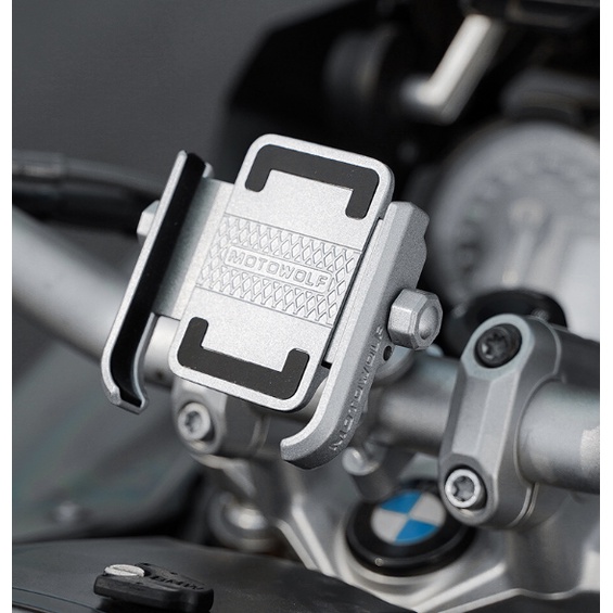 GIÁ ĐỠ ĐIỆN THOẠI CNC GẮN GHIDONG hoặc CHÂN GƯƠNG XE MÁY MOTOWOLF