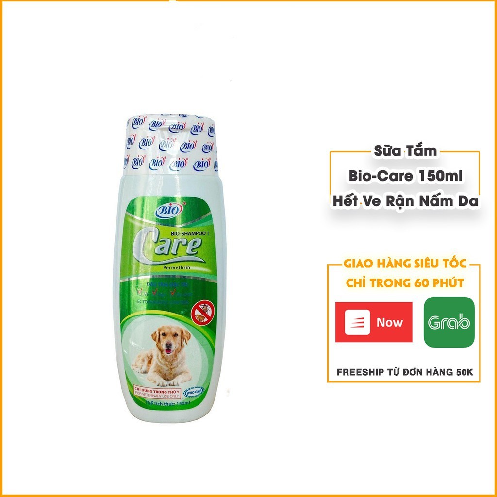 Sữa Tắm Chó Mèo BIO-SHAMPOO Care 150 ml, Dầu tắm đặc trị ve rận bọ chét lông da cún cưng