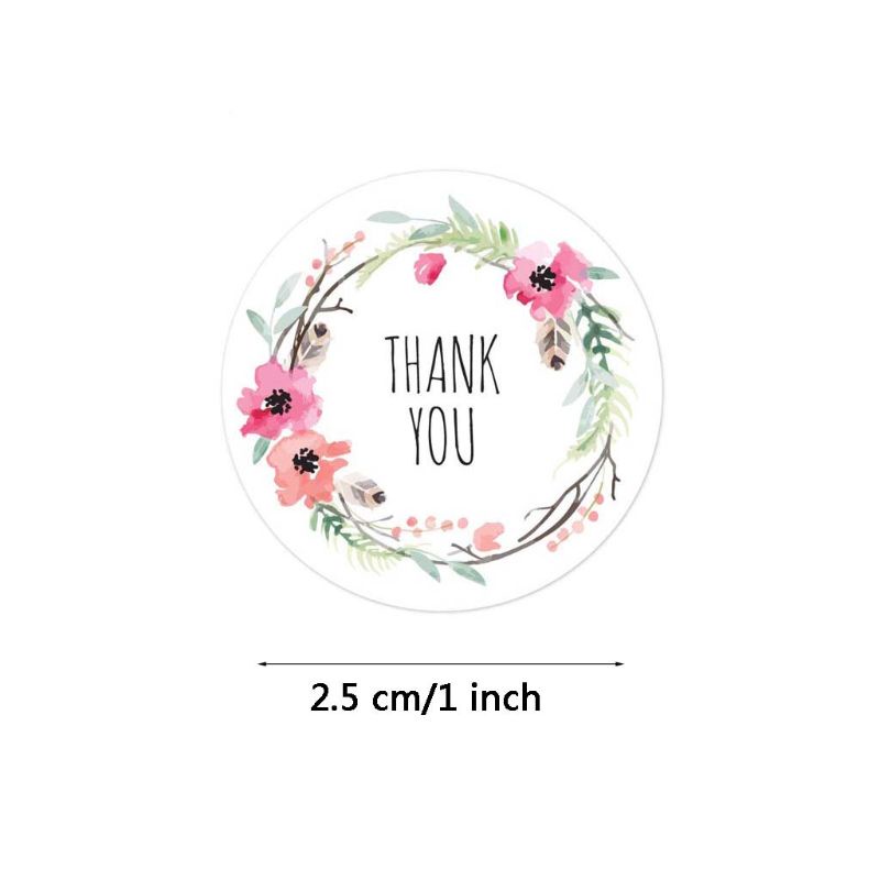 Cuộn 500 Miếng Dán 6 Phong Cách Hoa / Chữ Thank You Dùng Trang Trí Sổ Tay