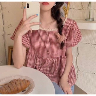 🚛 áo babydoll tay tiểu thư kèm dây buộc tóc ulzzang - có sẵn + ảnh thật