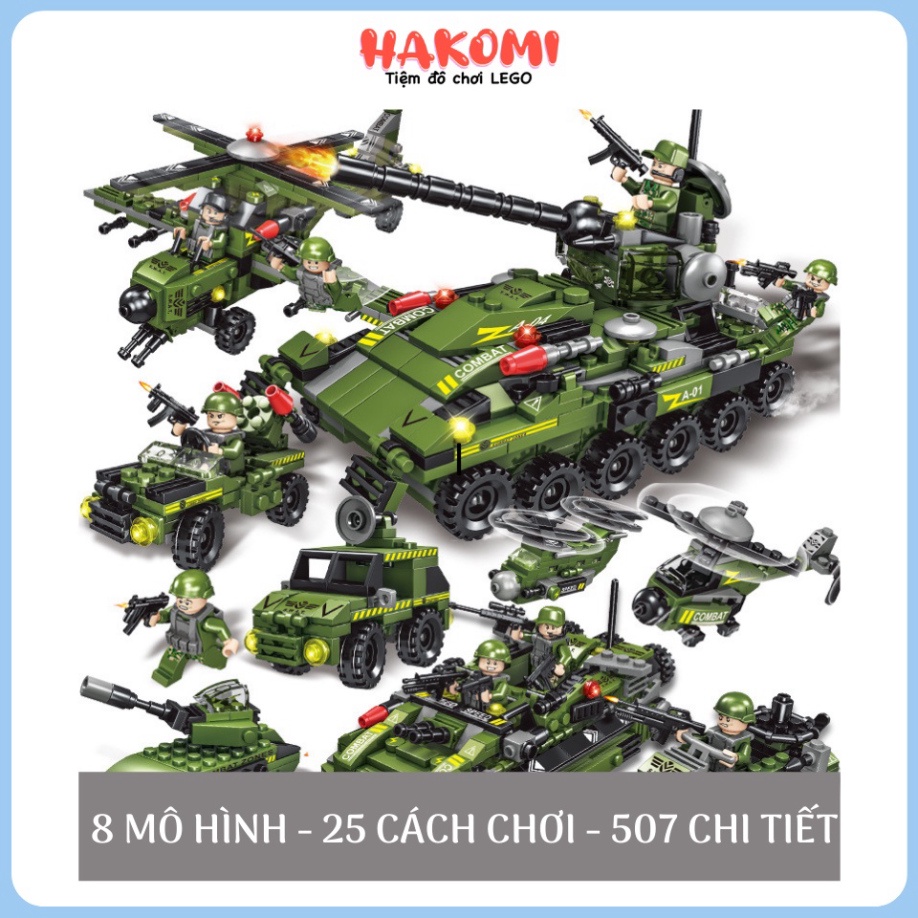 Đồ Chơi Lego Xe Tăng Tên Lửa, Bộ Xếp Hình Quân Đội Cảnh Sát Cho Bé Hakomi1