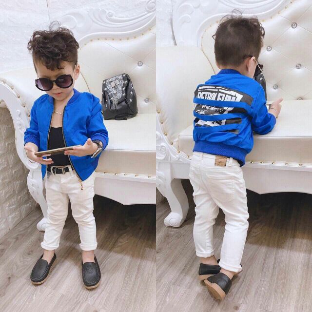 Áo khoác kaki bomber lót lông cho bé trai 9-25kg (5 màu như ảnh)