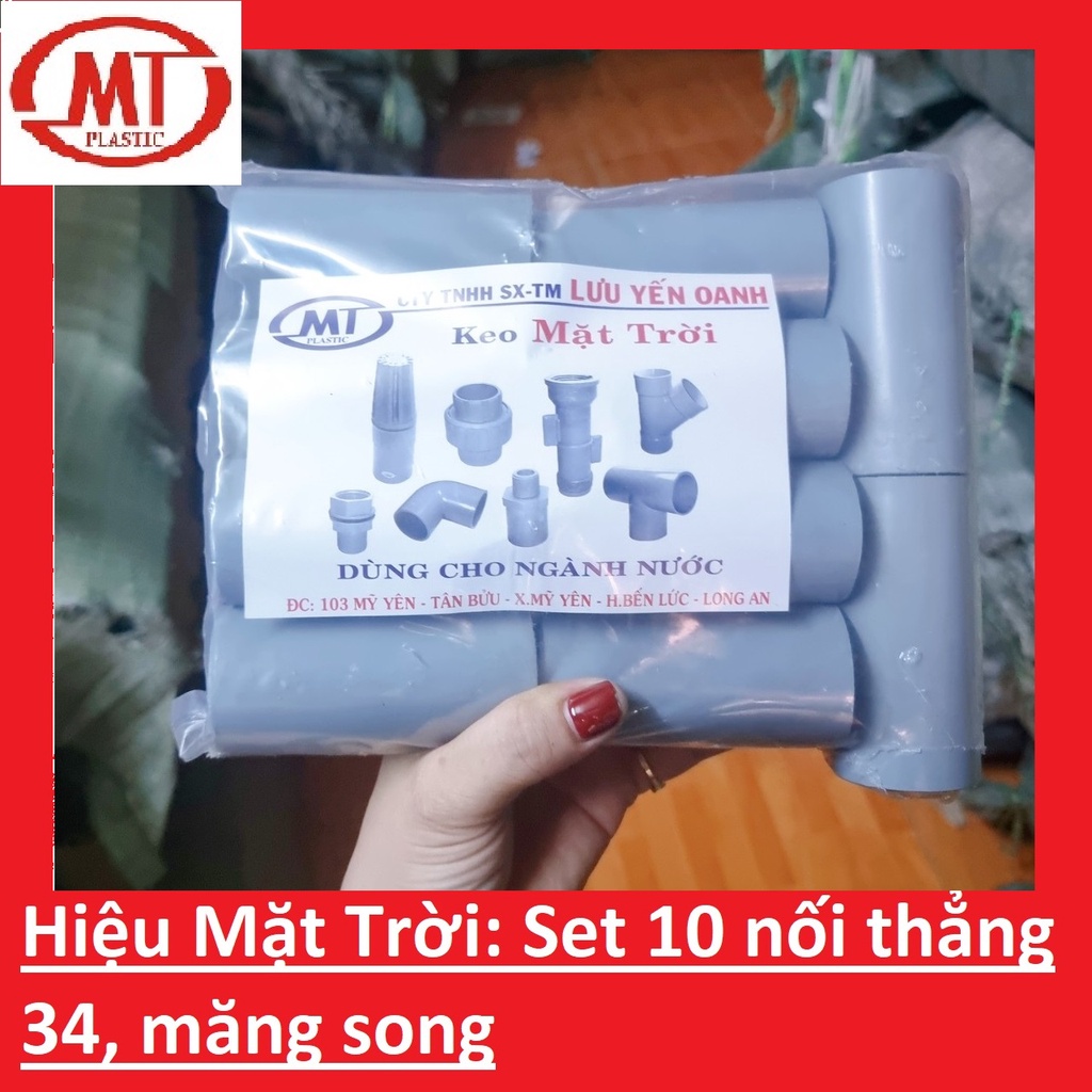 combo 10 nối thẳng, măng xong nhựa PVC các size 21,27,34,42 Hiệu Mặt Trời