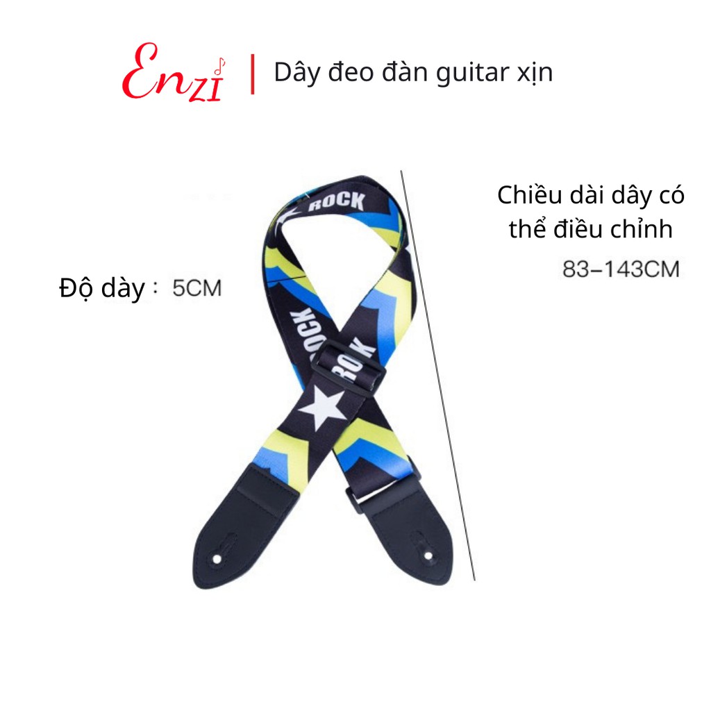 Dây đeo đàn guitar ukulele ED8 đàn classic, acoustic ghi ta bass ghita điện phối hình dày dặn chắc chắn Enzi