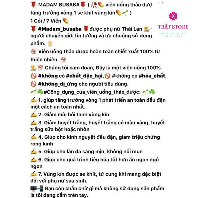 [Mã FMCGLOC giảm 5% đơn 250K] Combo 5 Gói, Madam Busaba Thái Lan Chính Hãng(Nở Ngực, Đẹp Da) | BigBuy360 - bigbuy360.vn